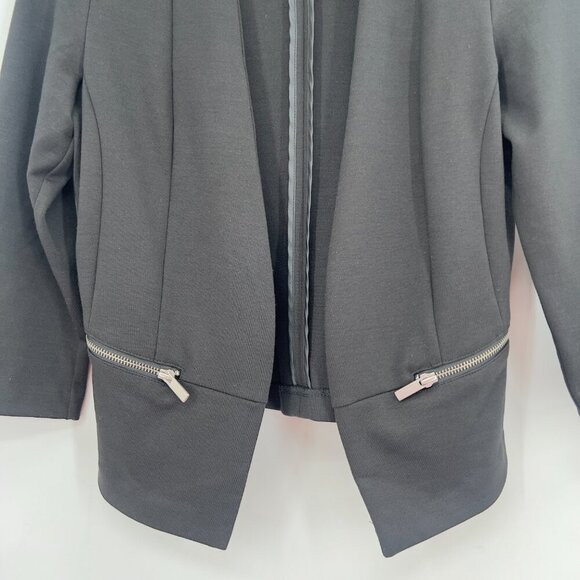 GUESS Women’s Black Open Front Blazer Jacket with Zipper Pockets - Size Small - Picture 3 of 10